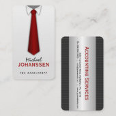 Wit Shirt Rood Stropdas Accountant Visitekaartjes (Voorkant / Achterkant)