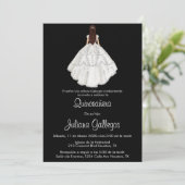Wit silhouet Quinceañera uitnodiging (Staand voorkant)
