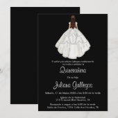 Wit silhouet Quinceañera uitnodiging (Voorkant / Achterkant)
