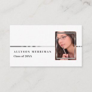 Wit Silver Afstuderen Photo Insert Name Cards Contactkaartje