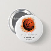 Wit sinaasappel basketbal verjaardag / vrijgezelle ronde button 5,7 cm (Voorkant /achterkant)