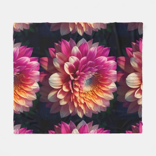 Wit Sinaasappel Geel Roze Paarse Blauw Dahlia Flow Fleece Deken (Voorkant (Horizontaal))