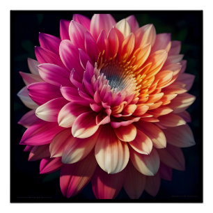 Wit Sinaasappel Geel Roze Paarse Blauw Dahlia Flow Perfect Poster