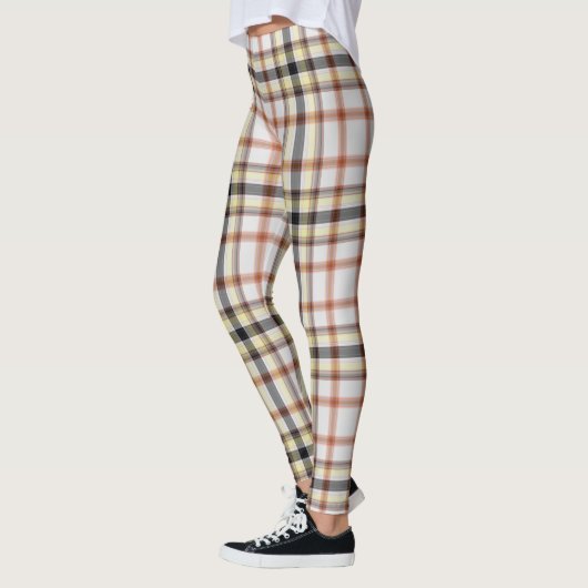 Wit Sinaasappel Geel Zwart Reuzentartaan Plaid Leggings (Links)
