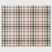 Wit Sinaasappel Geel Zwart Tartan Plaid Cadeaupapier (Vlak)