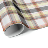 Wit Sinaasappel Geel Zwart Tartan Plaid Cadeaupapier (Rol Hoek)