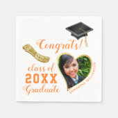 Wit Sinaasappel Gouden Klasse van 2025 Foto Afstud Servet (Voorkant)