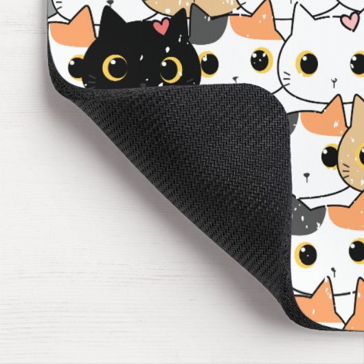 Wit Sinaasappel Leuk kattenpatroon Muismat (Hoek)