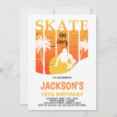 Wit Sinaasappel Skateboard Verjaardagsuitnodiginge Kaart (Voorkant)