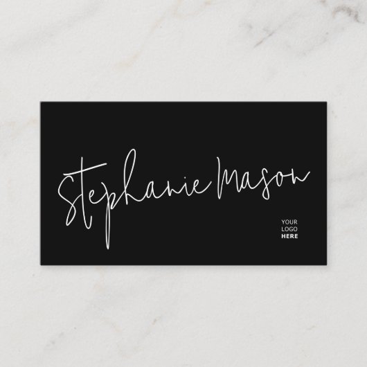 Wit sjabloon logo minimalistisch script Eenvoudig  Visitekaartje (Voorkant)