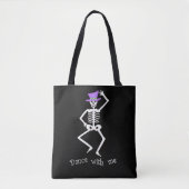 Wit Skelet Botten Dans Halloween Zwart Tote Bag (Voorkant)