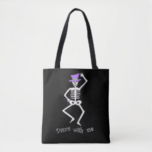 Wit Skelet Botten Dans Halloween Zwart Tote Bag