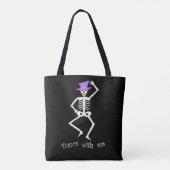 Wit Skelet Botten Dans Halloween Zwart Tote Bag (Achterkant)