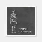 Wit Skelet Zwarte Geest Halloween Feest Servetten (Voorkant)