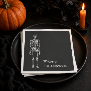 Wit Skelet Zwarte Geest Halloween Feest Servetten