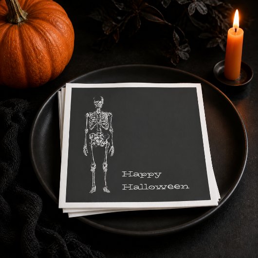Wit Skelet Zwarte Geest Halloween Feest Servetten