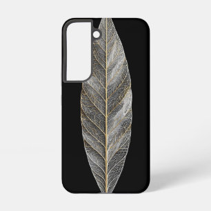 Wit Skeletblad Gouden Ader - Ultra Smal Samsung Galaxy Hoesje