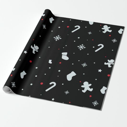 wit sneeuwvlokken kerstpapier cadeaupapier (Uitgerold)