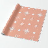 Wit Sneeuwvlokken Patroon Cadeaupapier (Uitgerold)