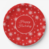 Wit sneeuwvlokpatroon papieren bordje (Voorkant)