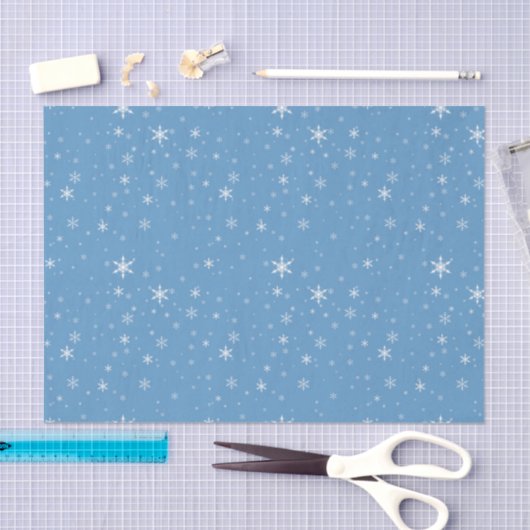  wit Snowflakes patroon op blauw kerstfeest Tissuepapier (Craft)