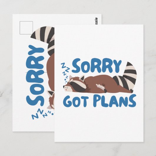 wit sorry heeft plannen grappige wasbeer briefkaart (Voorkant / Achterkant)