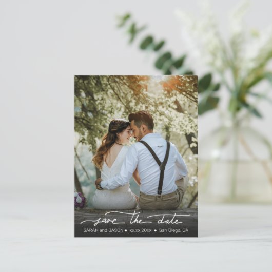 wit sparen de datumkalligrafie briefkaart (Staand voorkant)