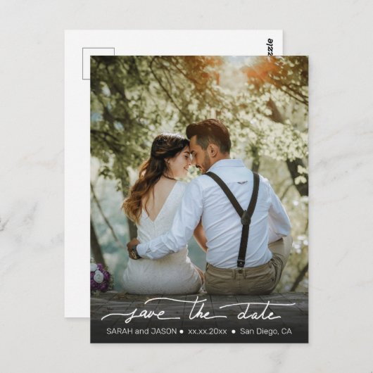 wit sparen de datumkalligrafie briefkaart (Voorkant / Achterkant)