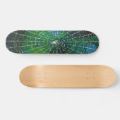 Wit Spinnenweb Abstracte Straatkunst op Zwart Persoonlijk Skateboard (Horizontaal)