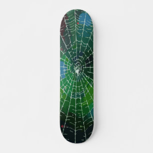 Wit Spinnenweb Abstracte Straatkunst op Zwart Persoonlijk Skateboard