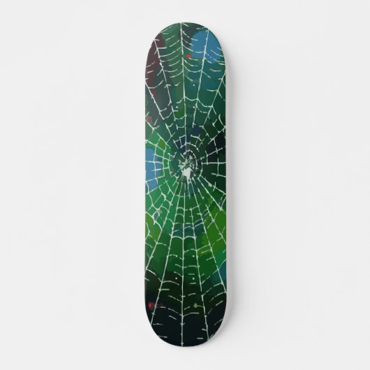 Wit Spinnenweb Abstracte Straatkunst op Zwart Persoonlijk Skateboard (Voorkant)