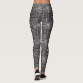 Wit Spinnenweb Halloween Design op Zwart Leggings (Achterkant)