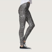 Wit Spinnenweb Halloween Design op Zwart Leggings (Rechts)