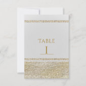 Wit & sprankelend goud glamor chic feest tafelnumm kaart (Voorkant)