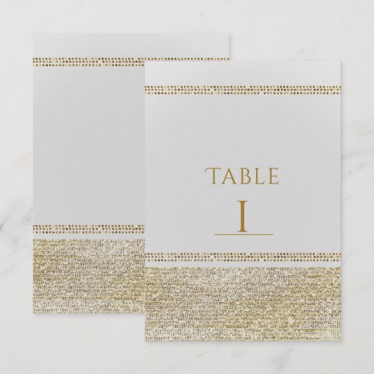 Wit & sprankelend goud glamor feest tafelnummer (Voorkant / Achterkant)