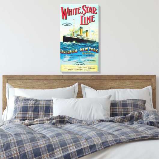 WIT STAR LINE OCEAN MAIL STEAMER CANVAS PRINT (Insitu (Slaapkamer))