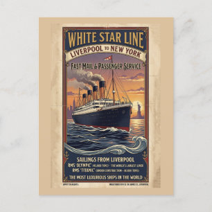 Wit Star Line Olympic & Titanic Poster uit het ver Briefkaart