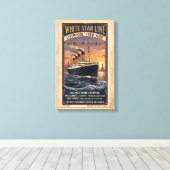 Wit Star Line Olympic & Titanic Poster uit het ver Canvas Afdruk (Insitu (Houten vloer))