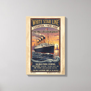 Wit Star Line Olympic & Titanic Poster uit het ver Canvas Afdruk