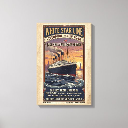 Wit Star Line Olympic & Titanic Poster uit het ver Canvas Afdruk (Voorkant)