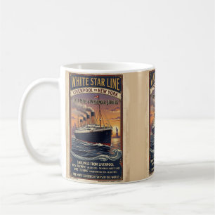 Wit Star Line Olympic & Titanic Poster uit het ver Koffiemok
