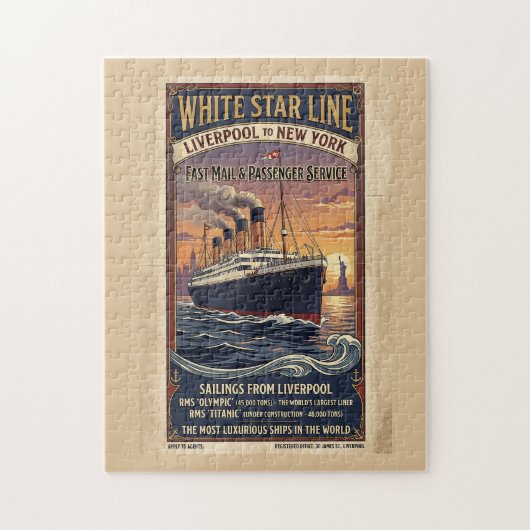 Wit Star Line Olympic & Titanic Poster uit het ver Legpuzzel (Verticaal)