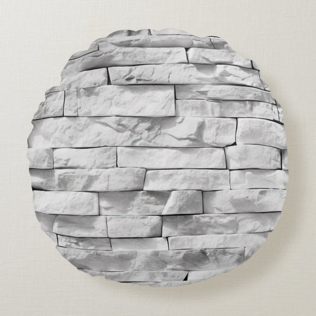 Wit Steen Textures Design Serie 3 Rond Kussen (Voorkant)
