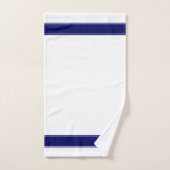 Wit sterpatroon & monogram op marineblauw & wit bad handdoek (Handdoek)