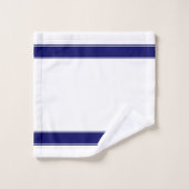 Wit sterpatroon & monogram op marineblauw & wit bad handdoek (Wasdoekje)
