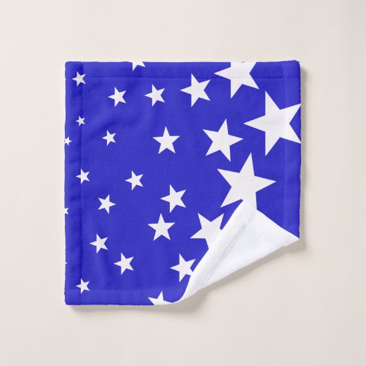 Wit sterpatroon op blauwe achtergrond bad handdoek (Wasdoekje)