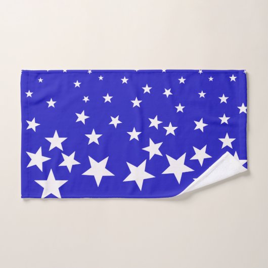 Wit sterpatroon op blauwe achtergrond bad handdoek (Handdoek)