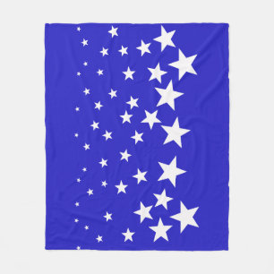 Wit sterpatroon op blauwe achtergrond fleece deken