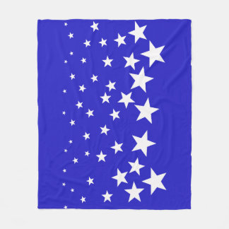 Wit sterpatroon op blauwe achtergrond fleece deken