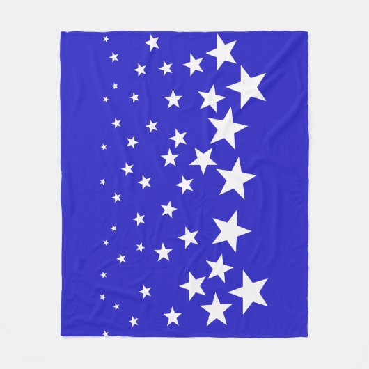 Wit sterpatroon op blauwe achtergrond fleece deken (Voorkant)